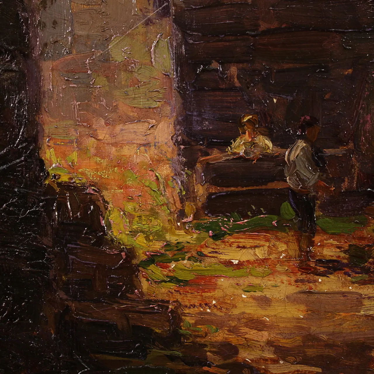 Italian impressionist painting of a countryside view with characters 15