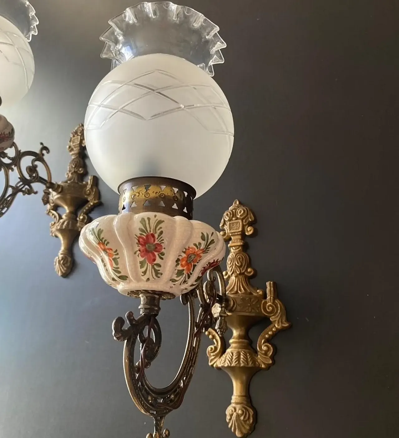 Coppia di applique in ceramica, anni '60 6