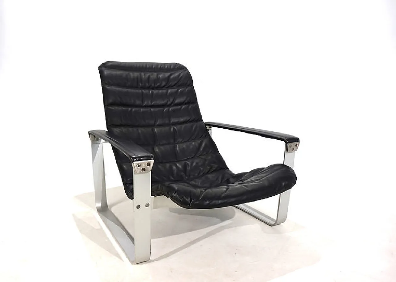 Sedia da salotto in pelle Asko Pulkka di Ilmari Lappalainen, anni '60 5