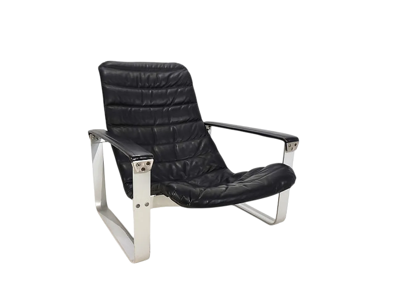 Sedia da salotto in pelle Asko Pulkka di Ilmari Lappalainen, anni '60 16