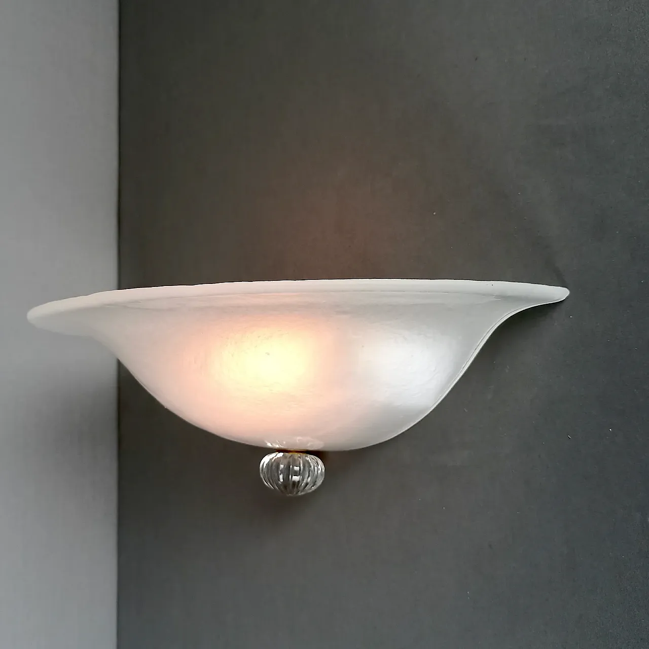 Pair of glass and metal wall lamps by Aureliano Toso, 1990s 1