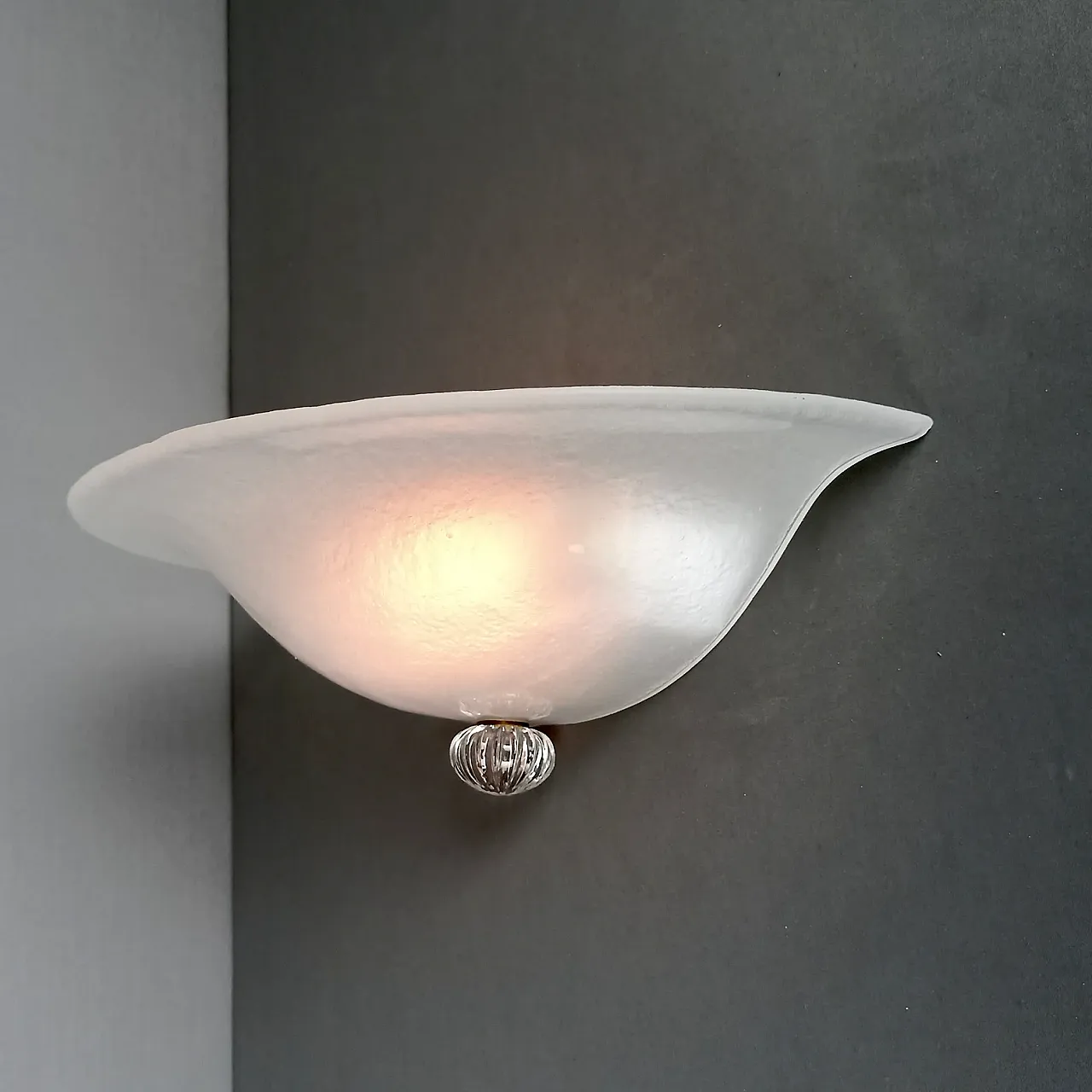 Pair of glass and metal wall lamps by Aureliano Toso, 1990s 8