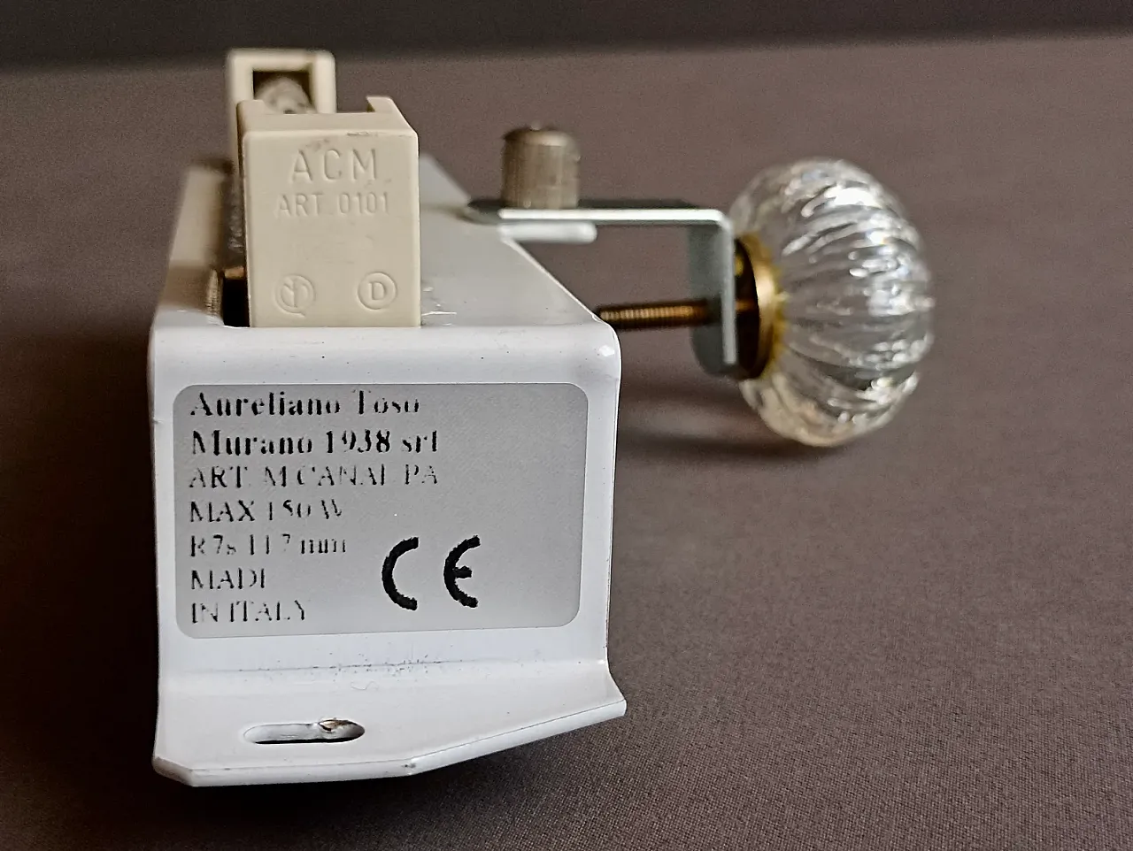 Pair of glass and metal wall lamps by Aureliano Toso, 1990s 10