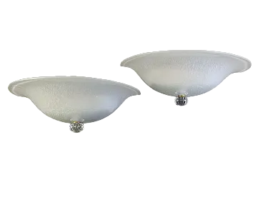 Pair of glass and metal wall lamps by Aureliano Toso, 1990s