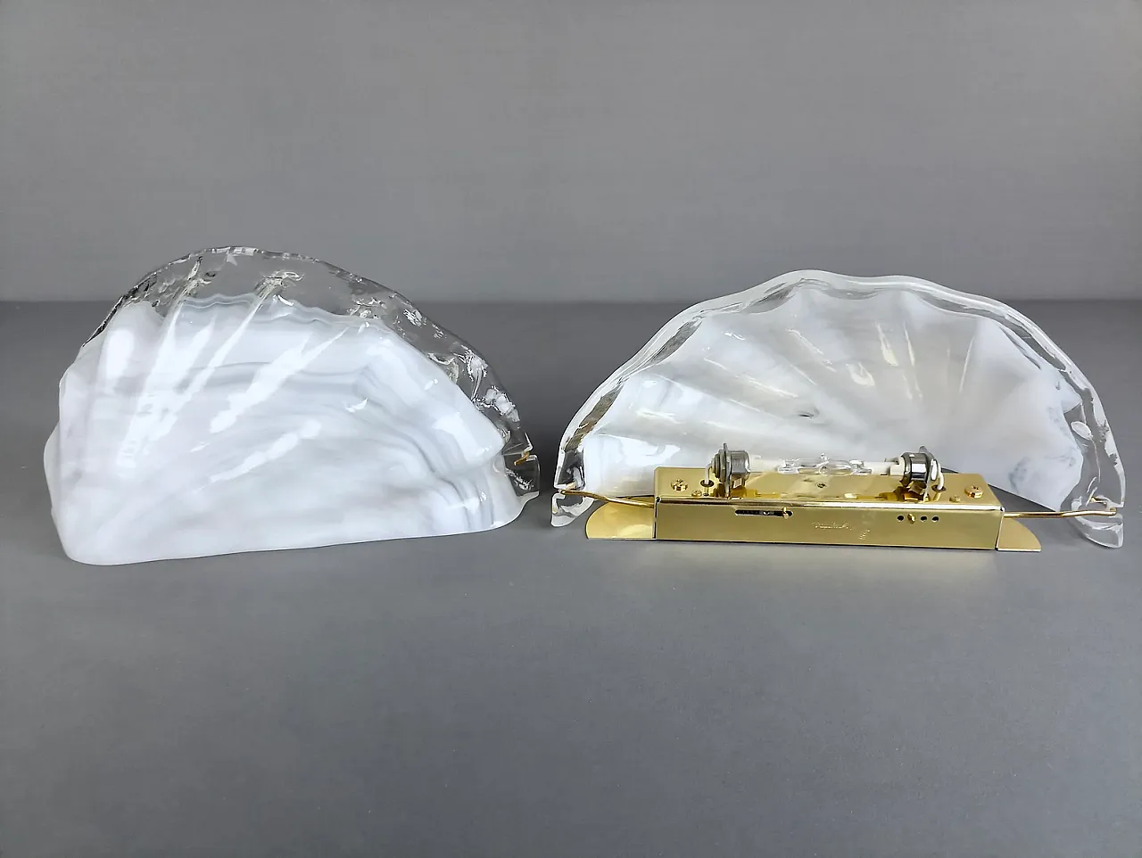 Coppia di applique a conchiglia in vetro di Murano La Murrina, anni 90 9