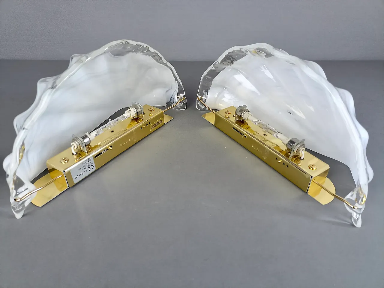 Coppia di applique a conchiglia in vetro di Murano La Murrina, anni 90 10