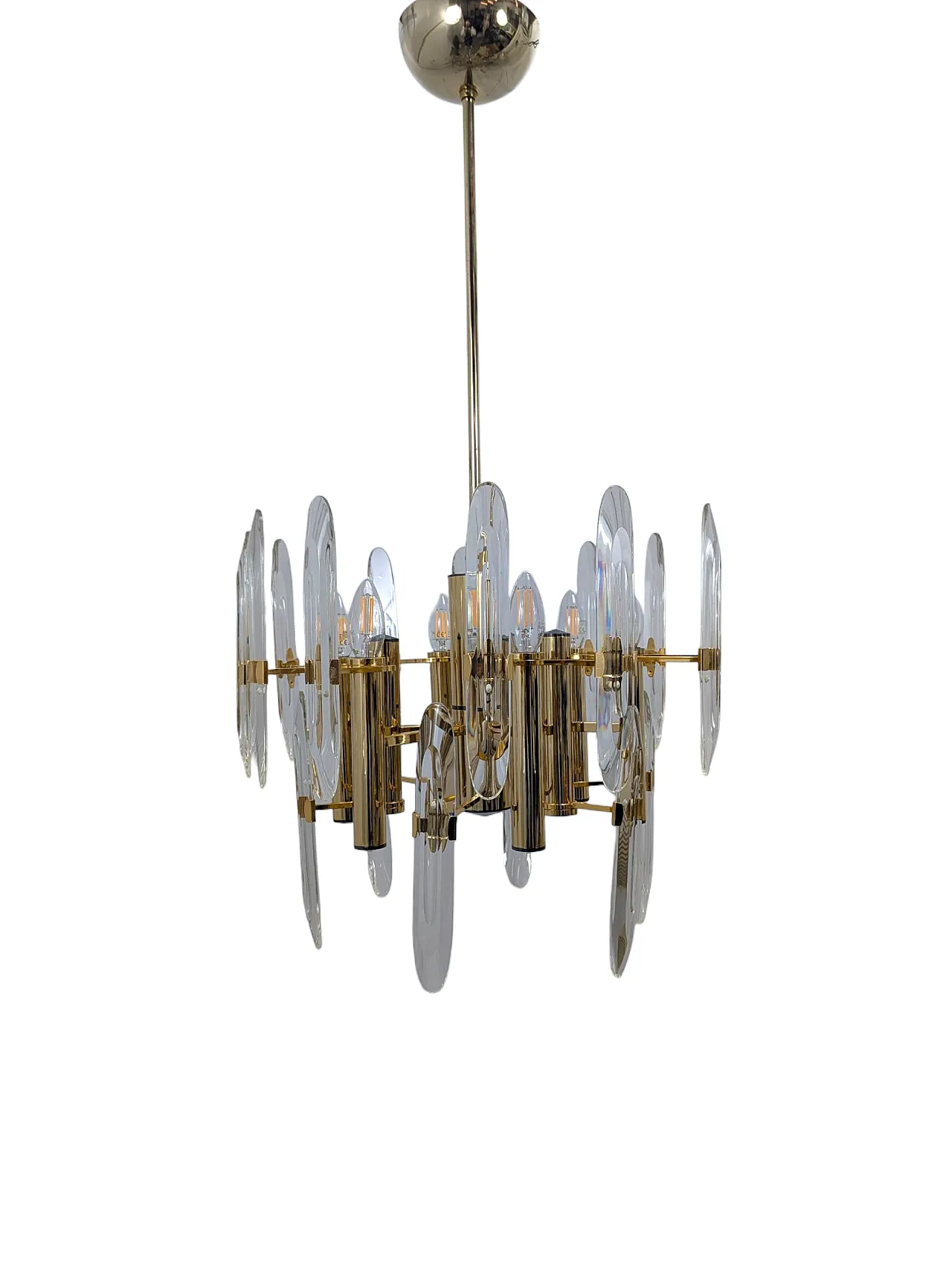 Lampadario mid-century in stile Sciolari, anni 60 1