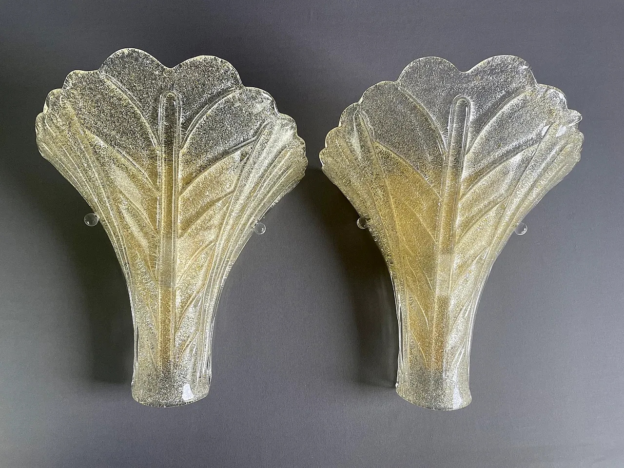 Coppia XL di appliques vetro di Murano stile Barovier, anni '90 1