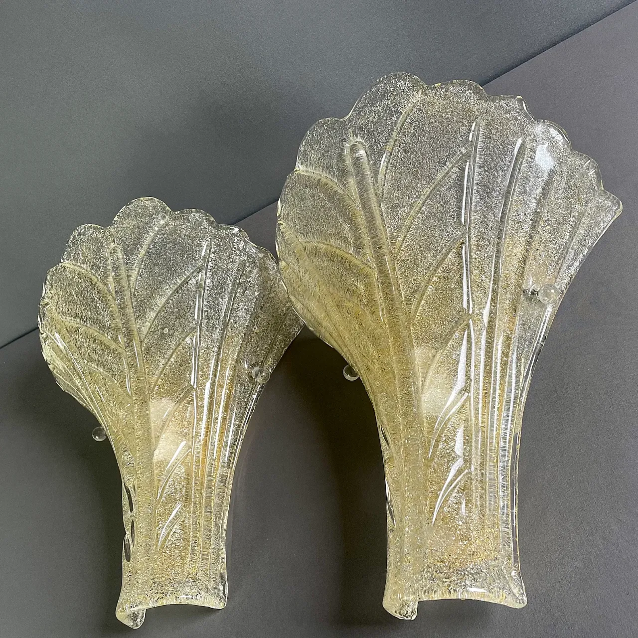 Coppia XL di appliques vetro di Murano stile Barovier, anni '90 2