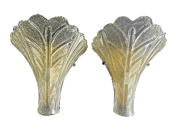 XL pair of Murano glass appliques in the style of Barovier, 1990s