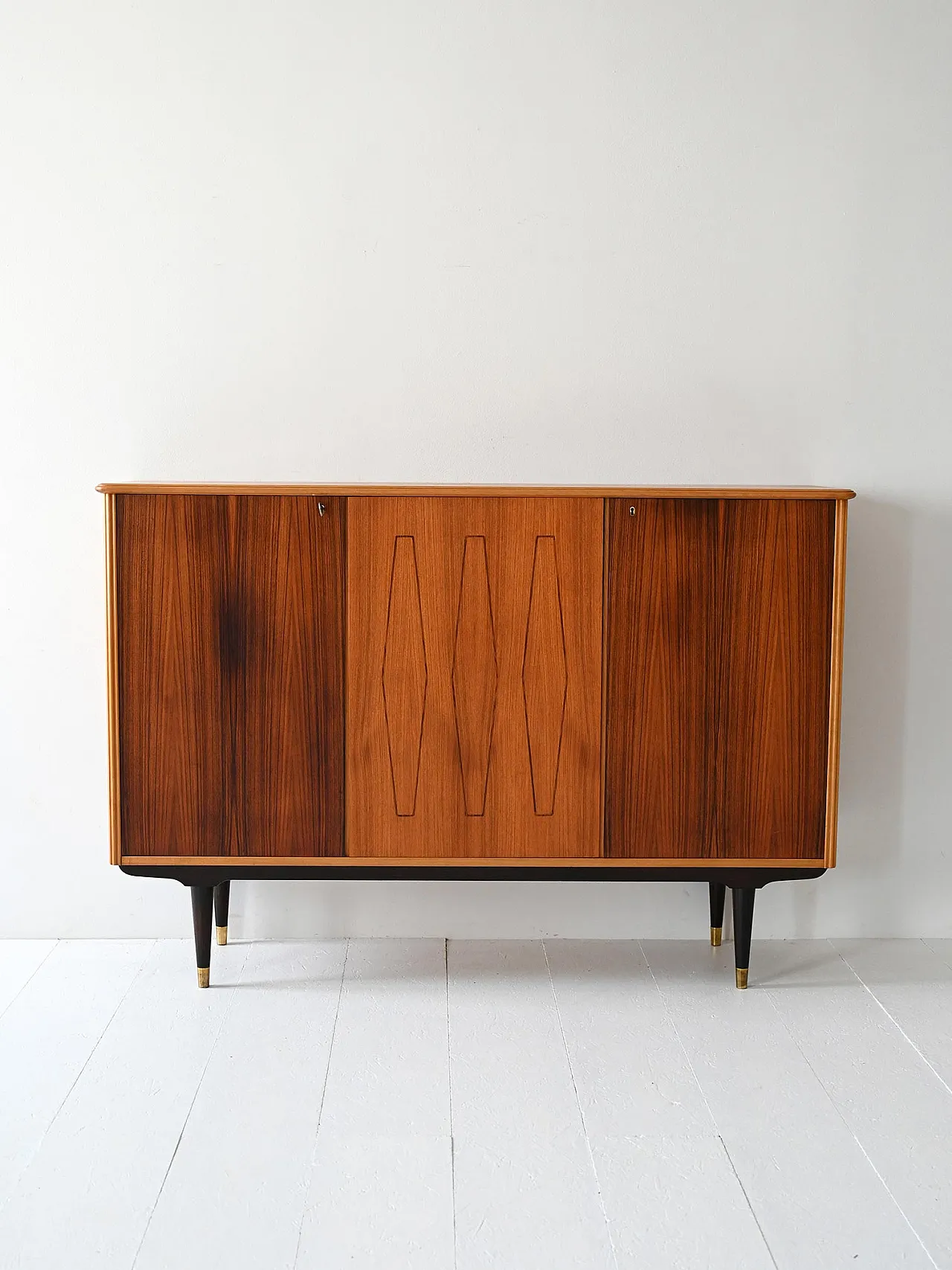 Scandinavian highboard with inlays, 1950s 2