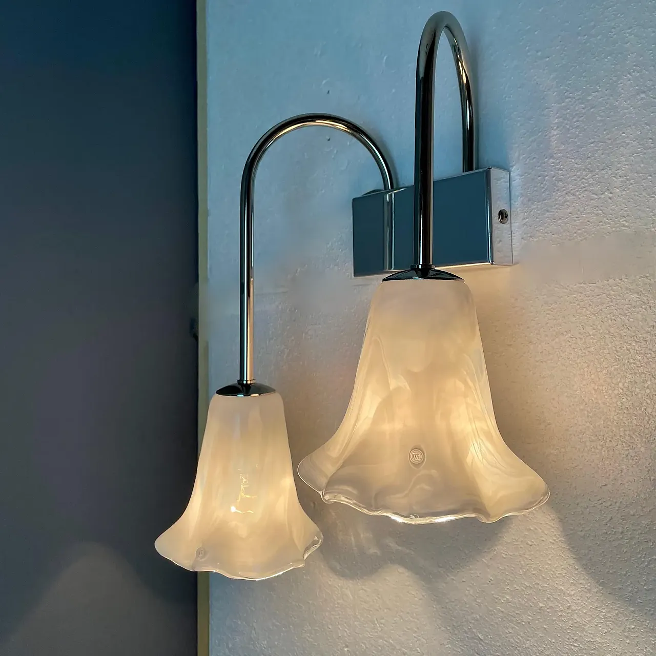 Pair of La Murrina wall lights in Murano glass and steel, 1990s 1