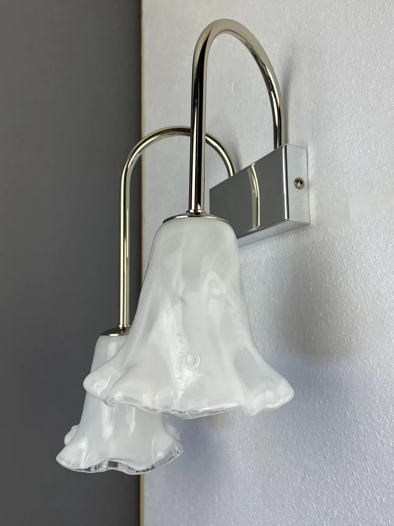 Pair of La Murrina wall lights in Murano glass and steel, 1990s 5