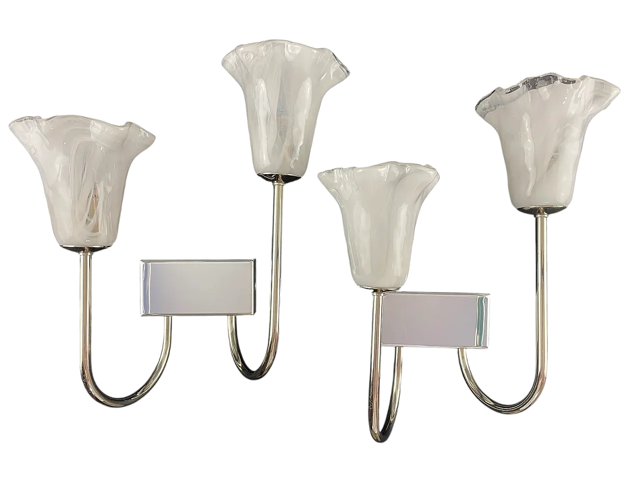 Pair of La Murrina wall lights in Murano glass and steel, 1990s 11