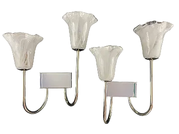 Pair of La Murrina wall lights in Murano glass and steel, 1990s