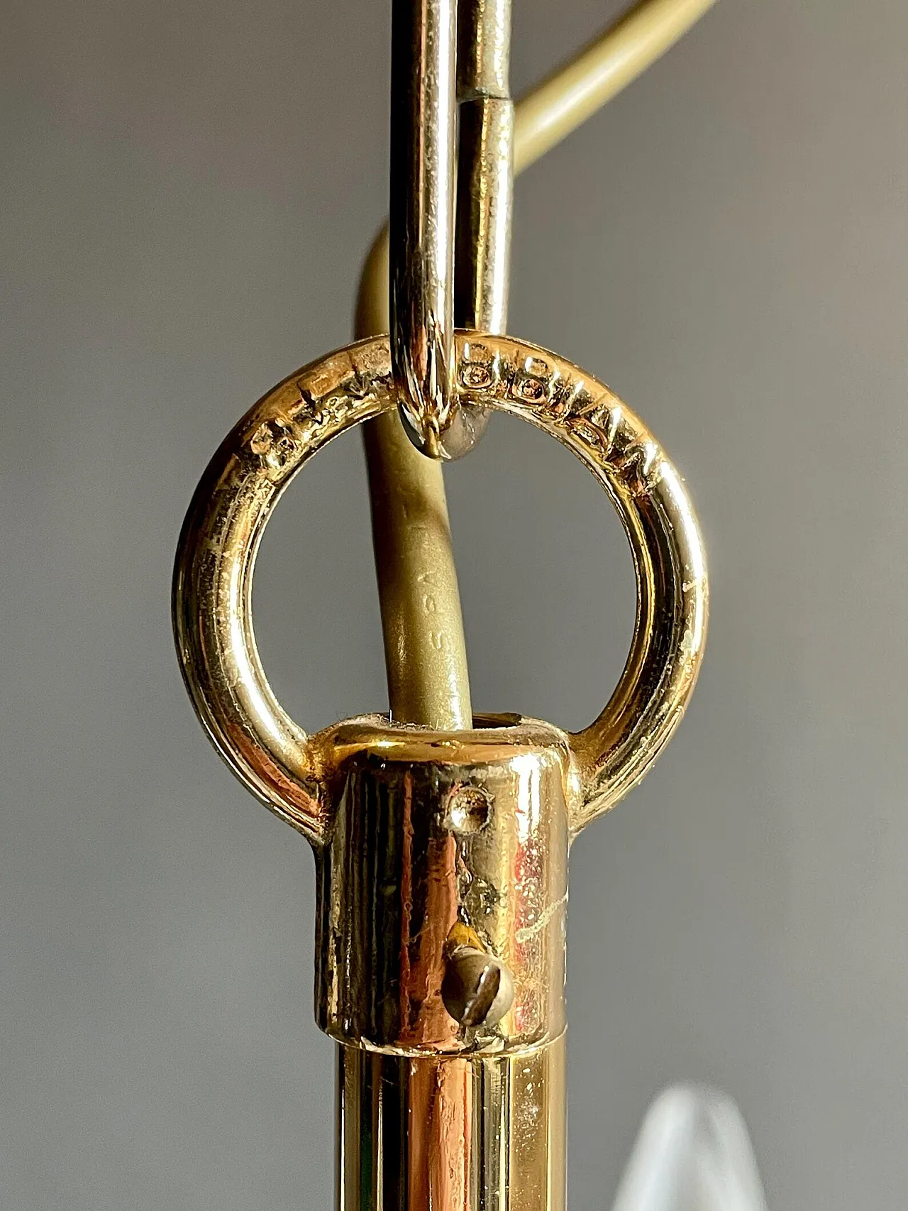 Lampadario a 6 luci in ottone e vetro di F. Fabbian, anni '80 9