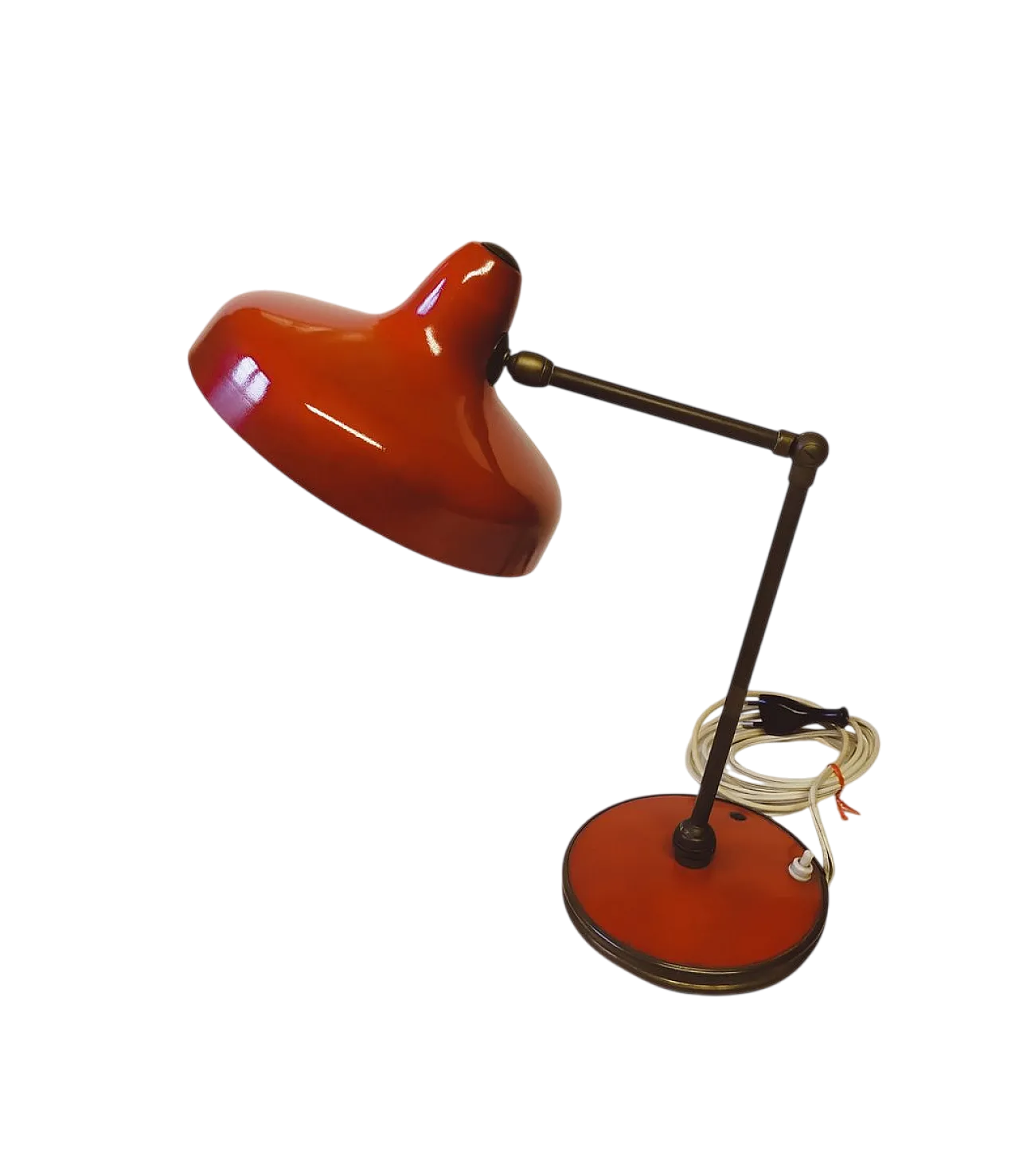 Lampada da tavolo rossa di Arredoluce, anni '50 5