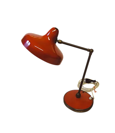 Lampada da tavolo rossa di Arredoluce, anni '50