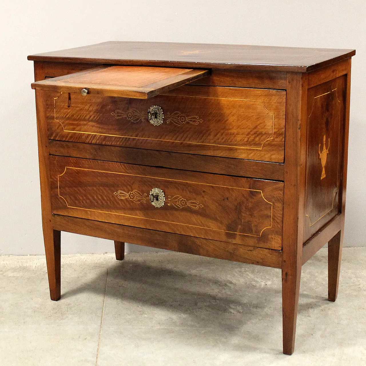 Cassettone comò Luigi XVI in noce intarsiato '700 Italia 6
