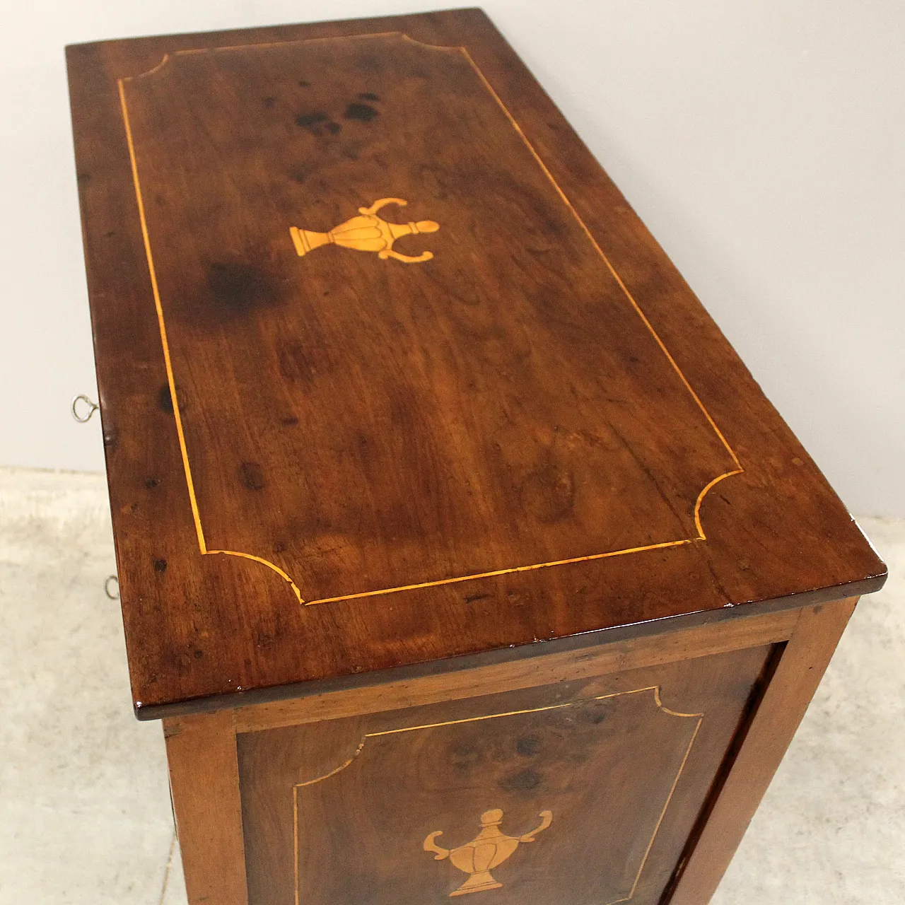 Cassettone comò Luigi XVI in noce intarsiato '700 Italia 10