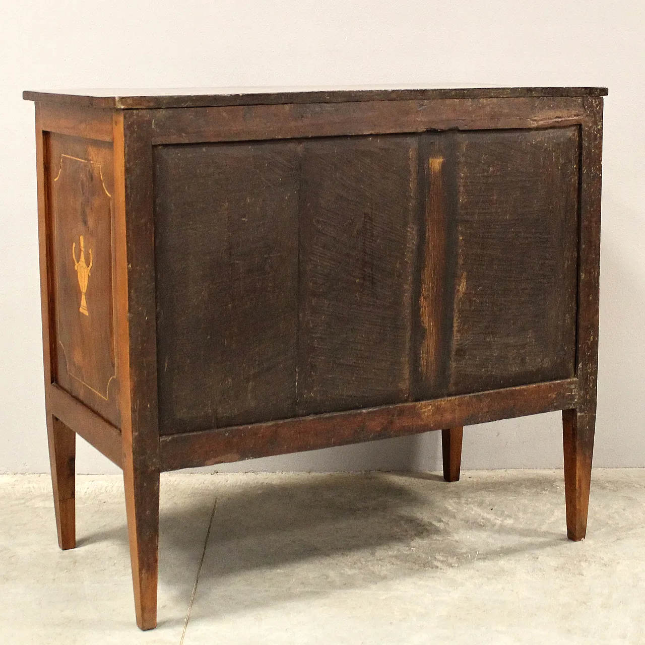 Cassettone comò Luigi XVI in noce intarsiato '700 Italia 15