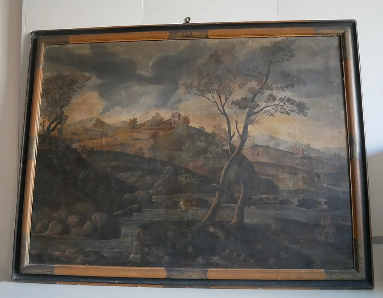 Oil landscape, painting with contemporary frame, 18th century 1