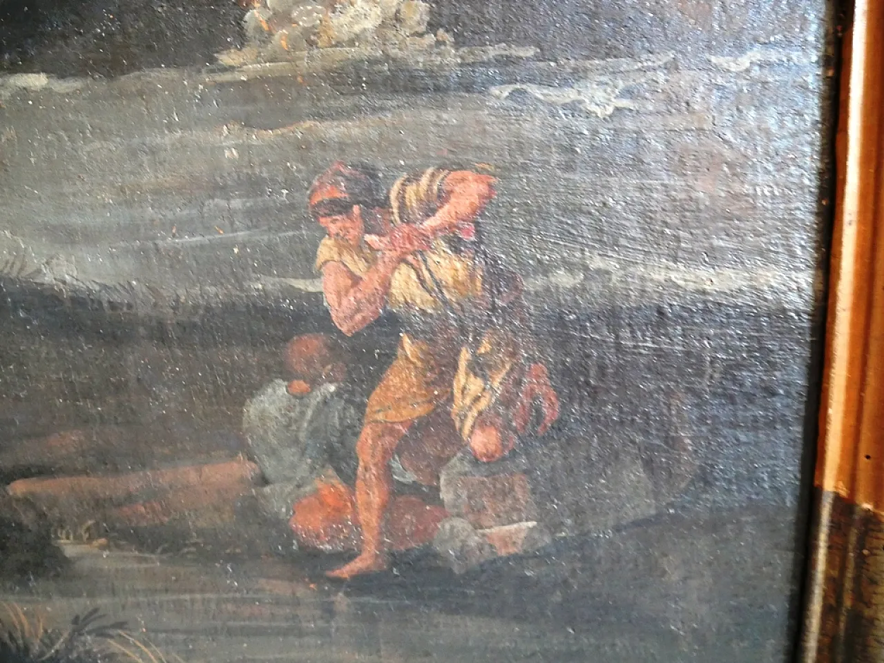 Oil landscape, painting with contemporary frame, 18th century 4