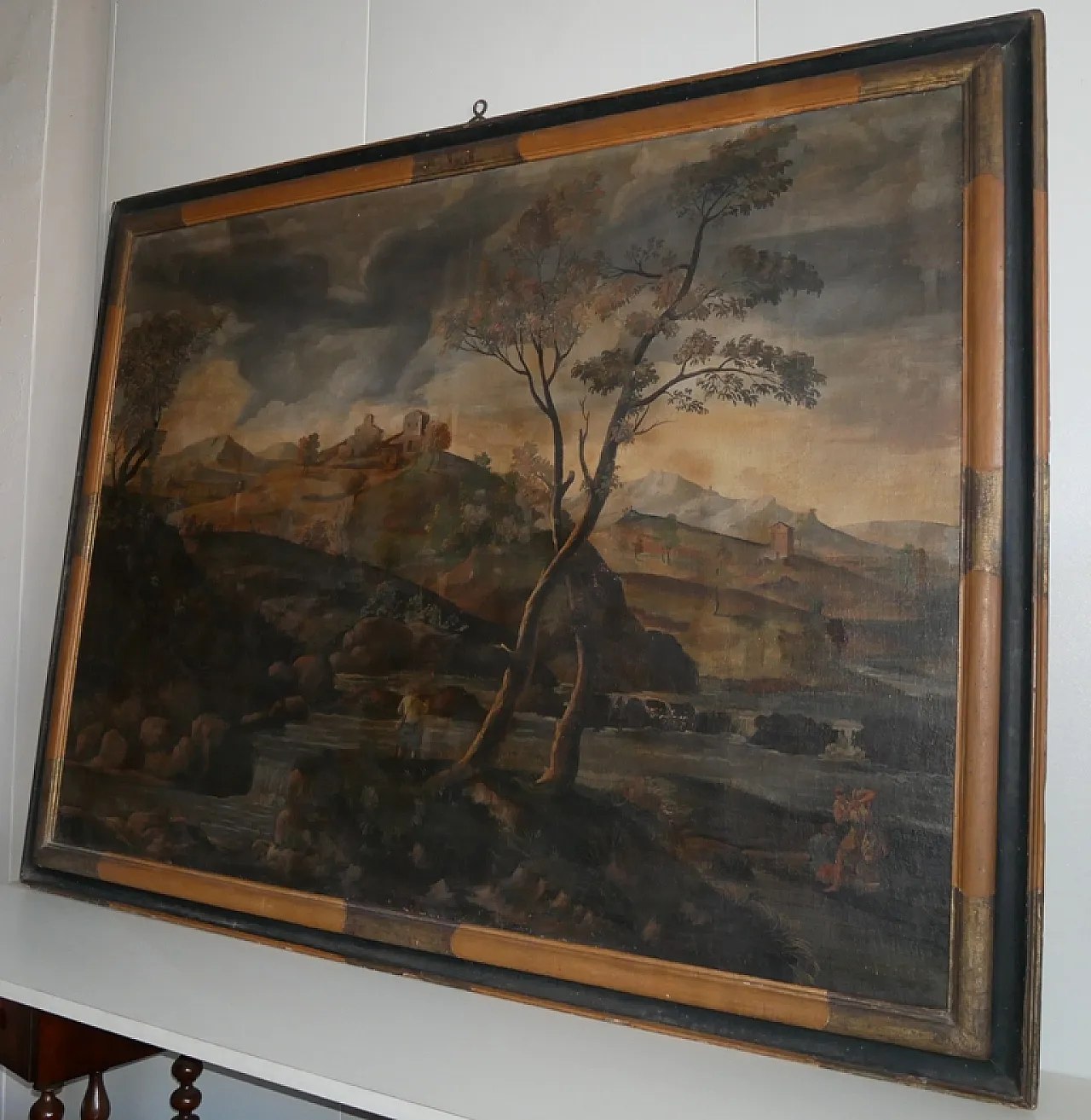 Oil landscape, painting with contemporary frame, 18th century 7