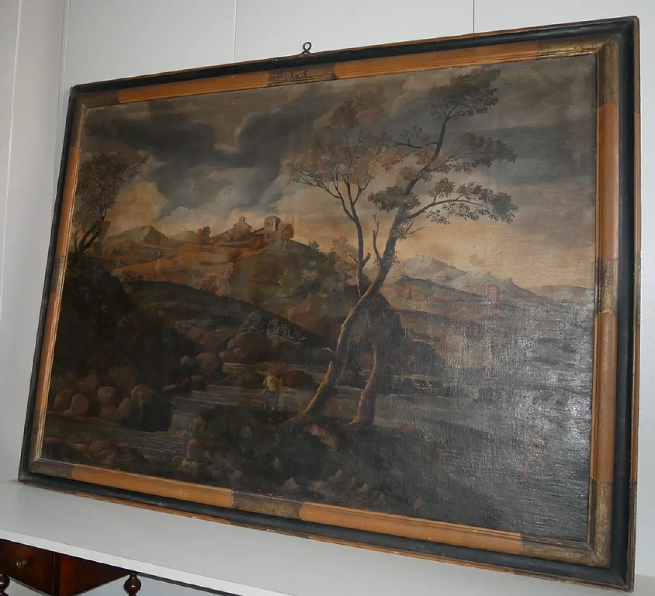 Oil landscape, painting with contemporary frame, 18th century 13