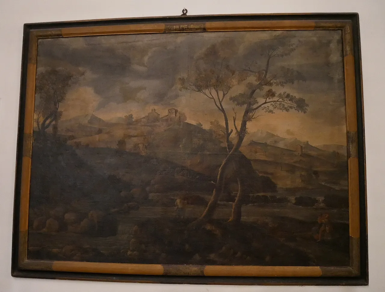 Oil landscape, painting with contemporary frame, 18th century 15