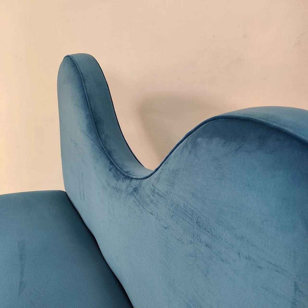 Divano by Cesare Lacca in velluto Turchese, Italia, anni '50 2