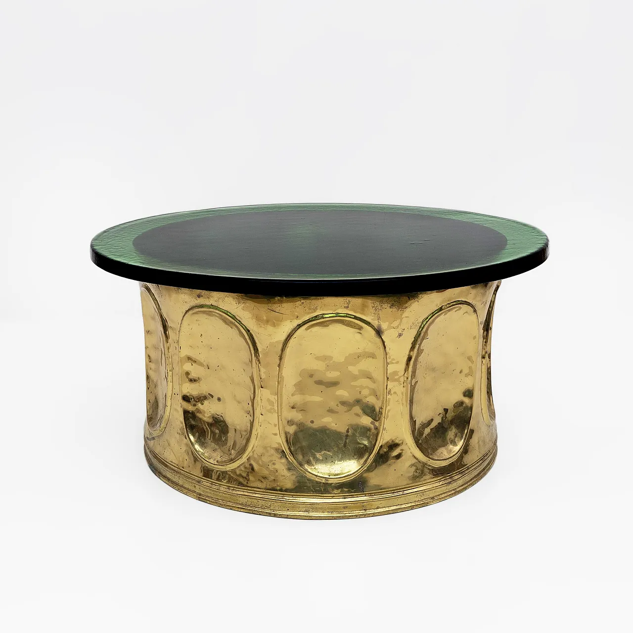 Tavolino da caffè in vetro di Murano e ottone, anni '70 3