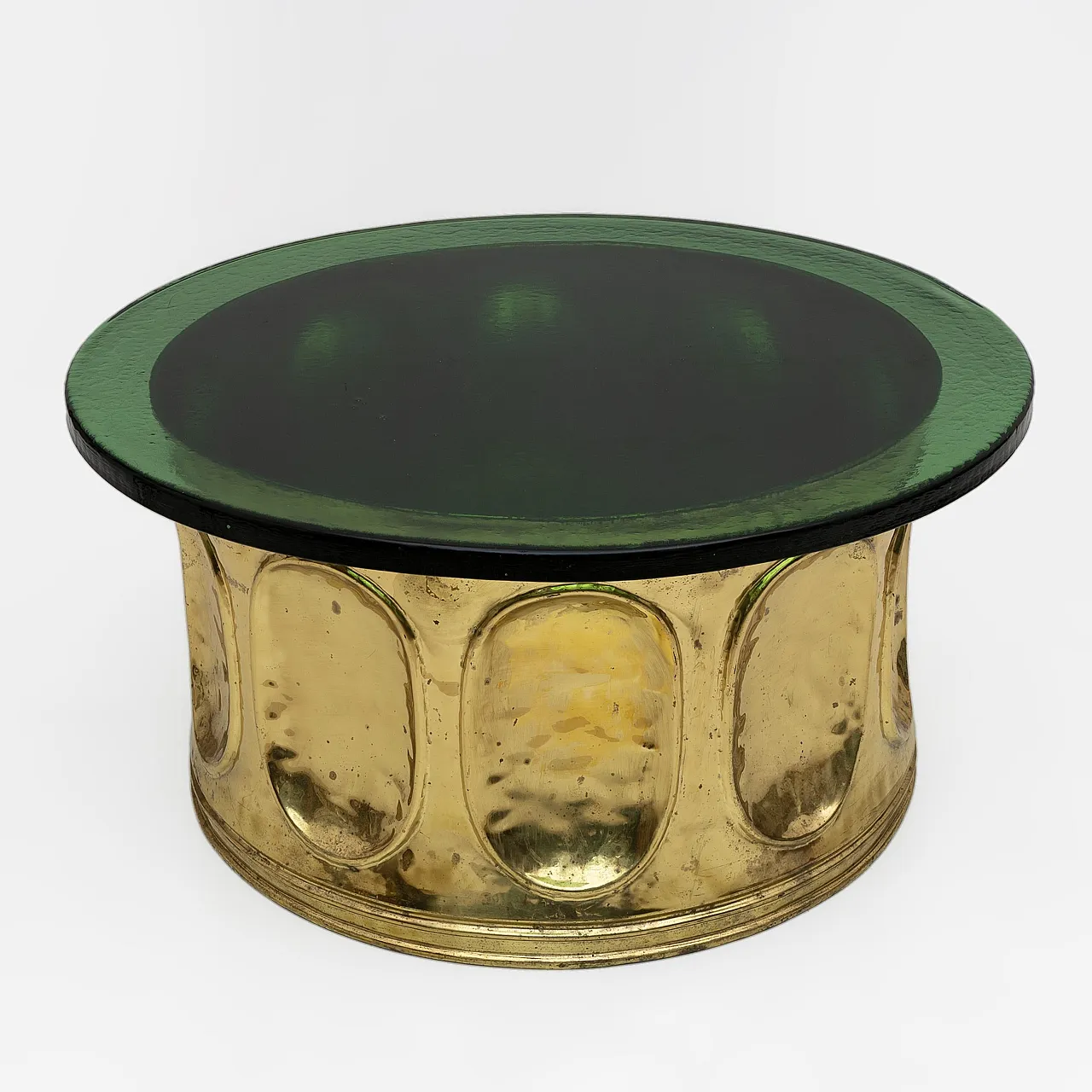 Tavolino da caffè in vetro di Murano e ottone, anni '70 5