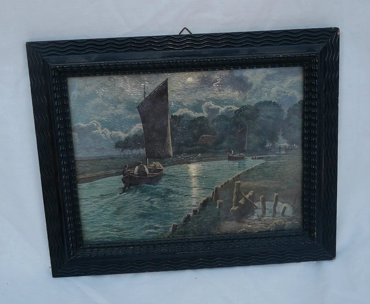 Framed print Night river landscape, 30a 1