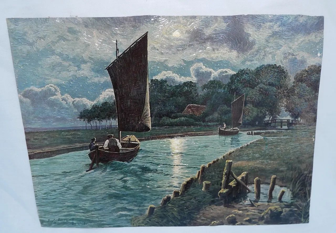 Framed print Night river landscape, 30a 15