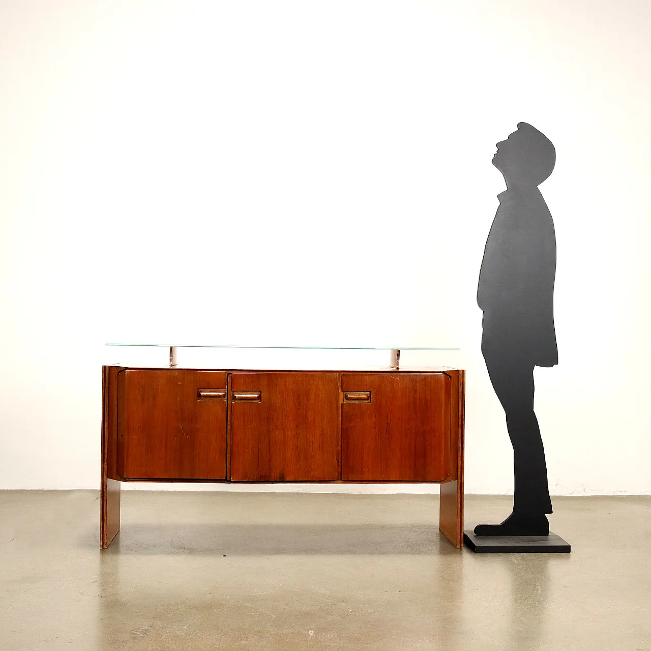 Wooden cabinet with glass shelf, 1960s 3