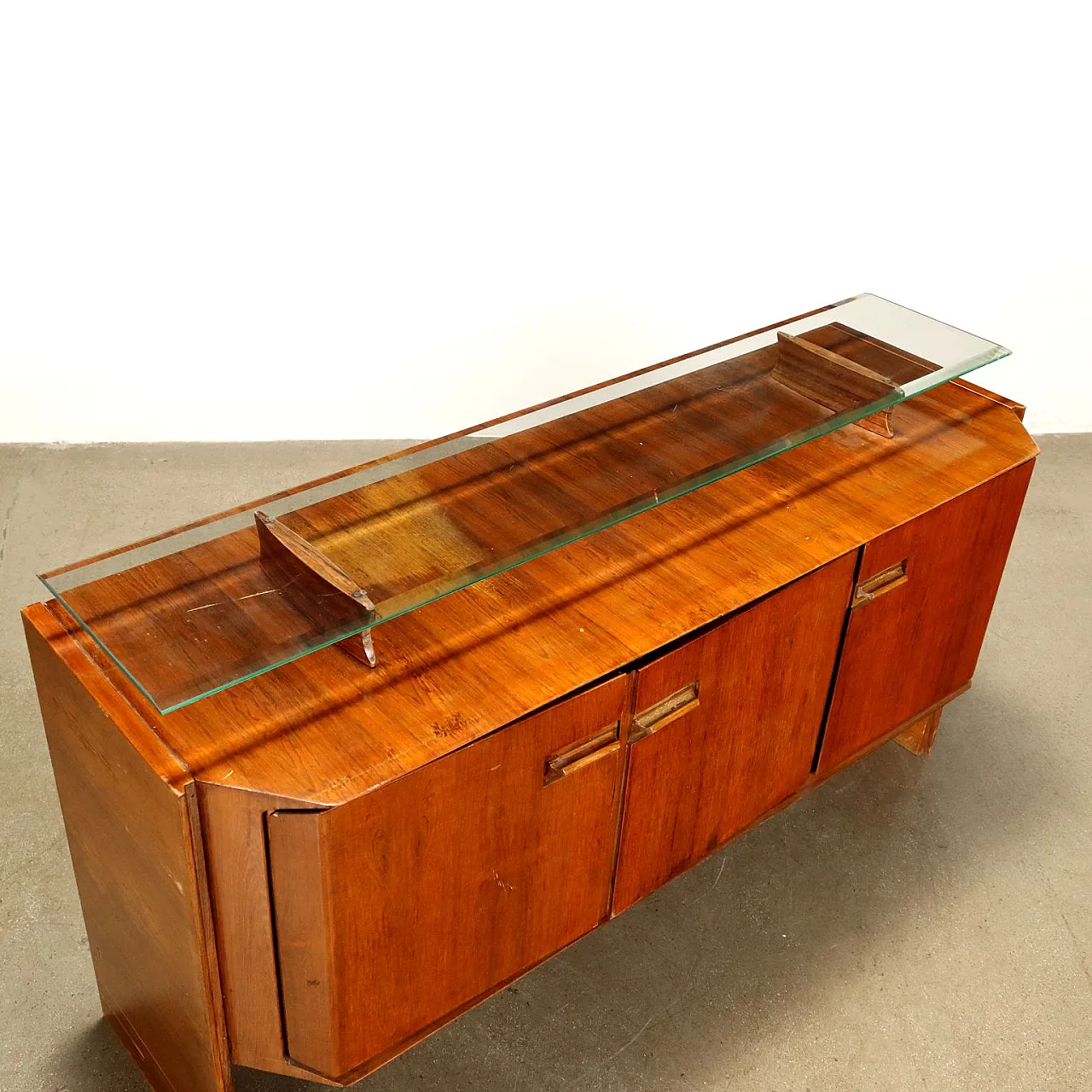 Wooden cabinet with glass shelf, 1960s 5