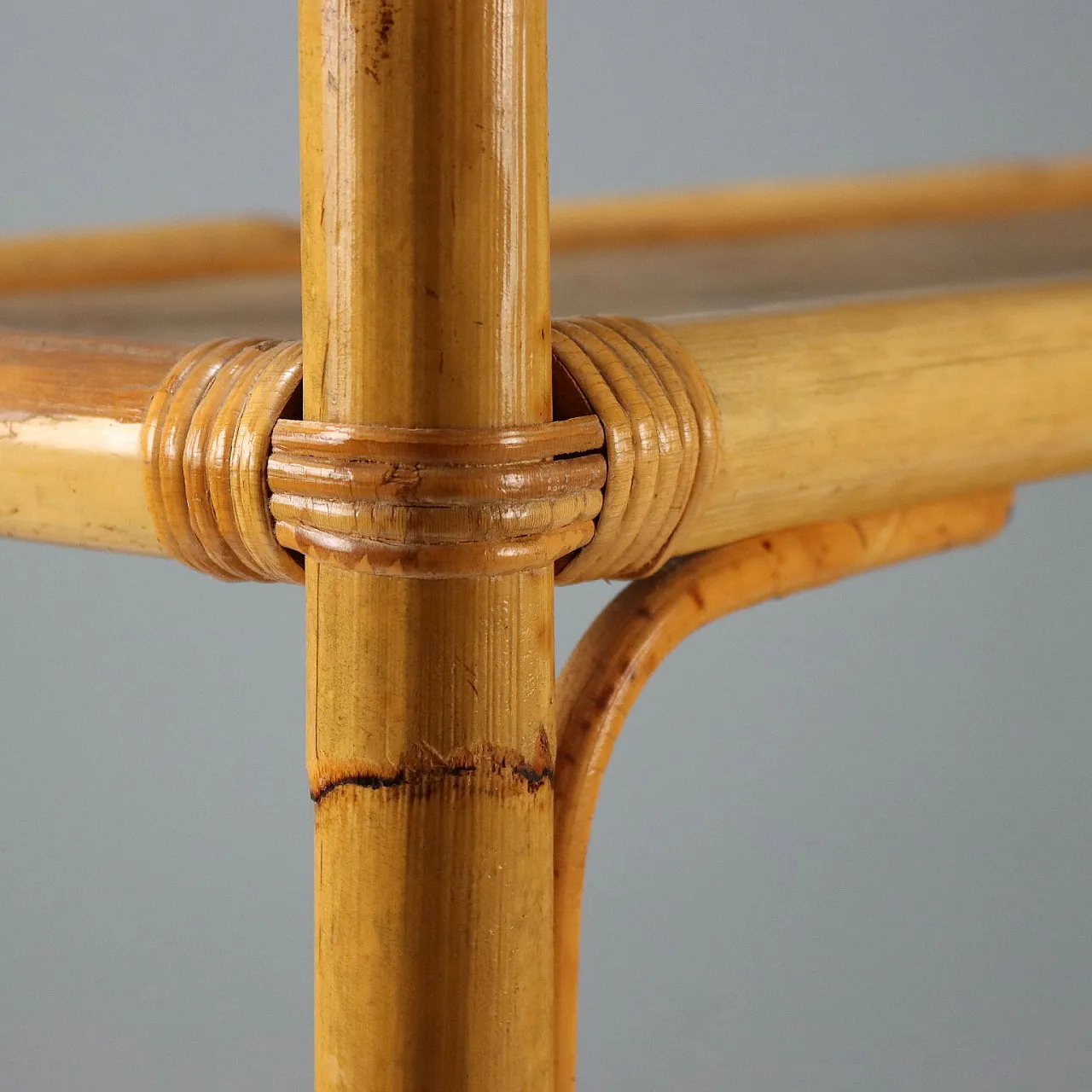 Libreria in bambù con ante e cassetti, anni '80 5