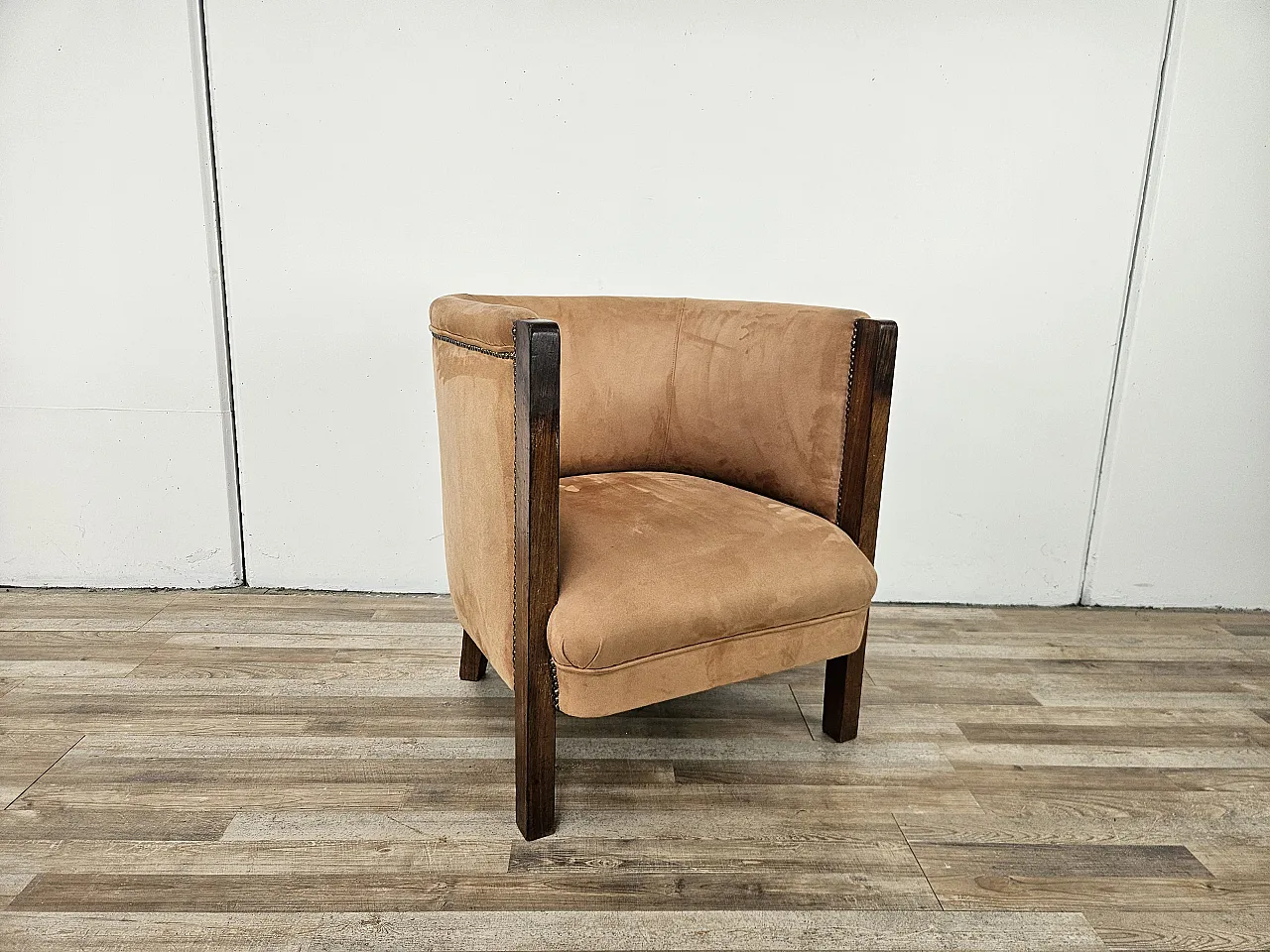 Poltrona Art Decò in noce e velluto, 1940 1