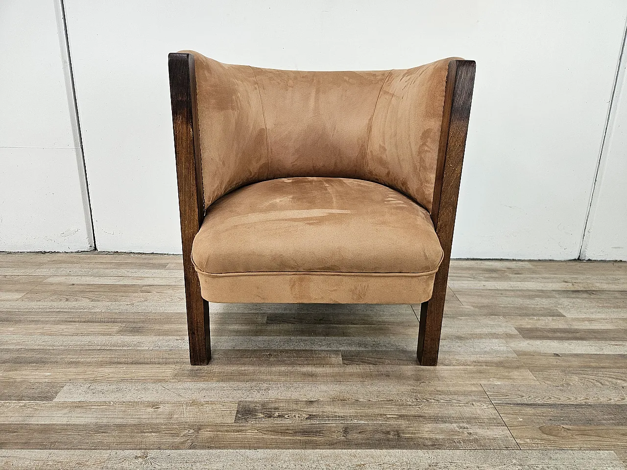 Poltrona Art Decò in noce e velluto, 1940 5