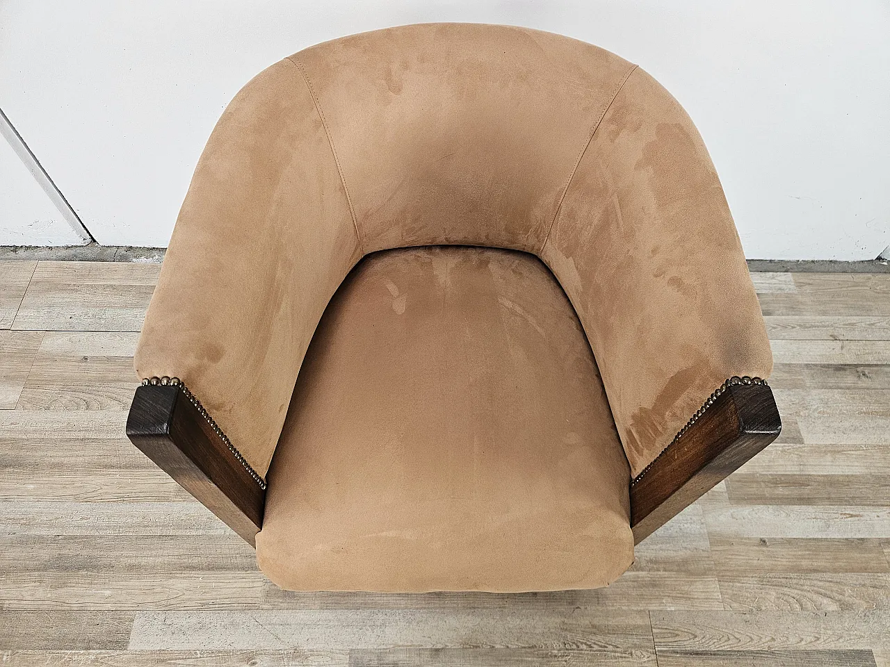 Poltrona Art Decò in noce e velluto, 1940 6