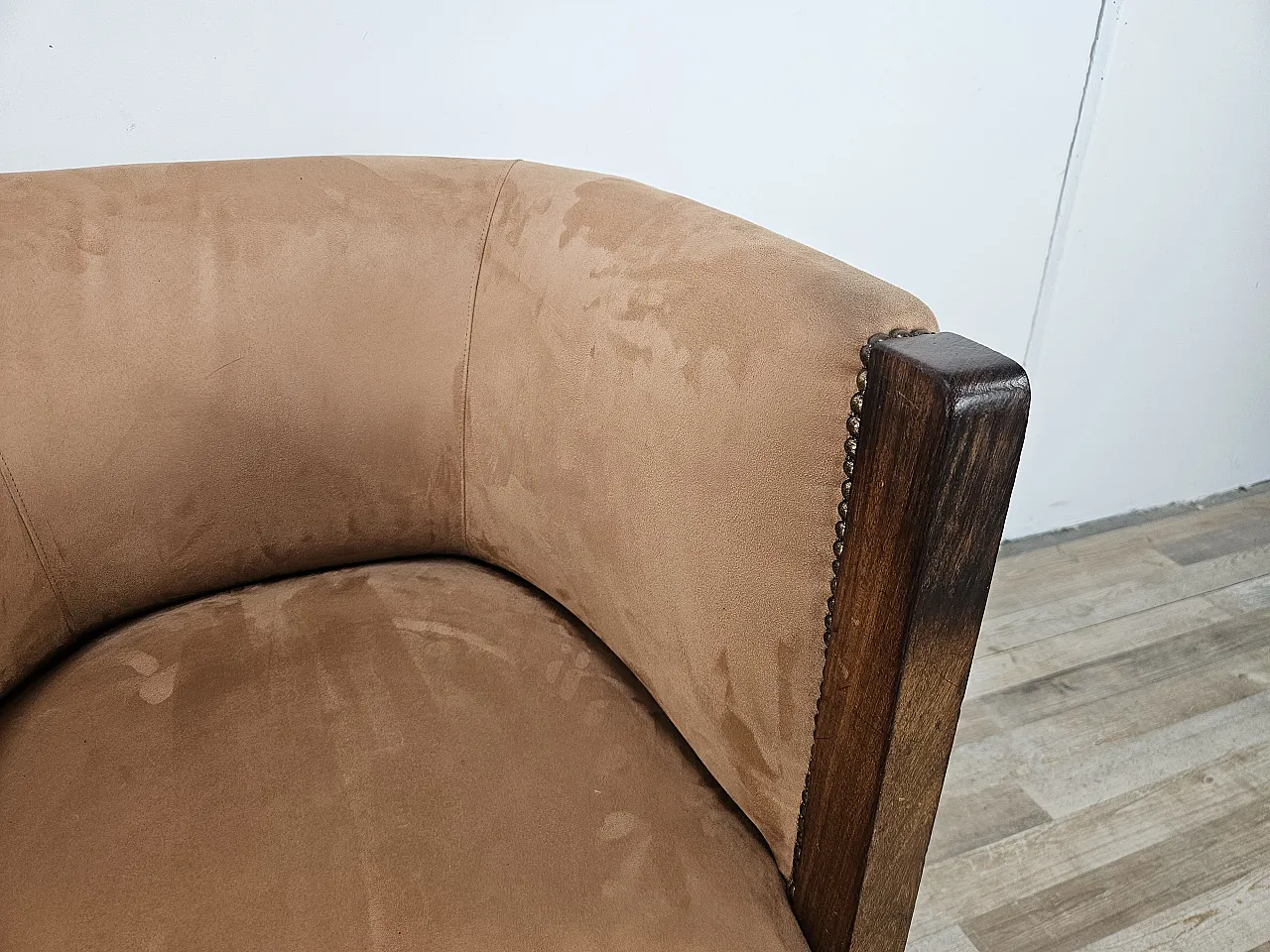 Poltrona Art Decò in noce e velluto, 1940 7