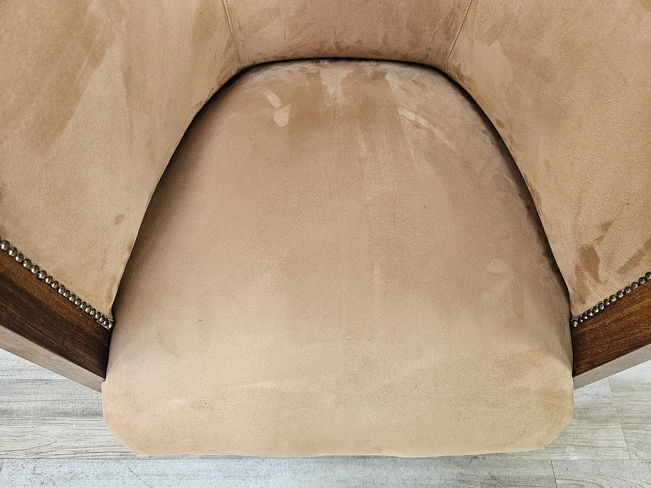 Poltrona Art Decò in noce e velluto, 1940 10