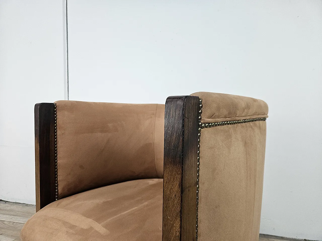 Poltrona Art Decò in noce e velluto, 1940 11