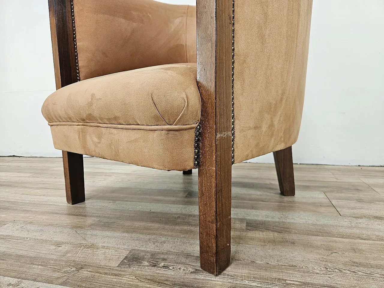 Poltrona Art Decò in noce e velluto, 1940 12