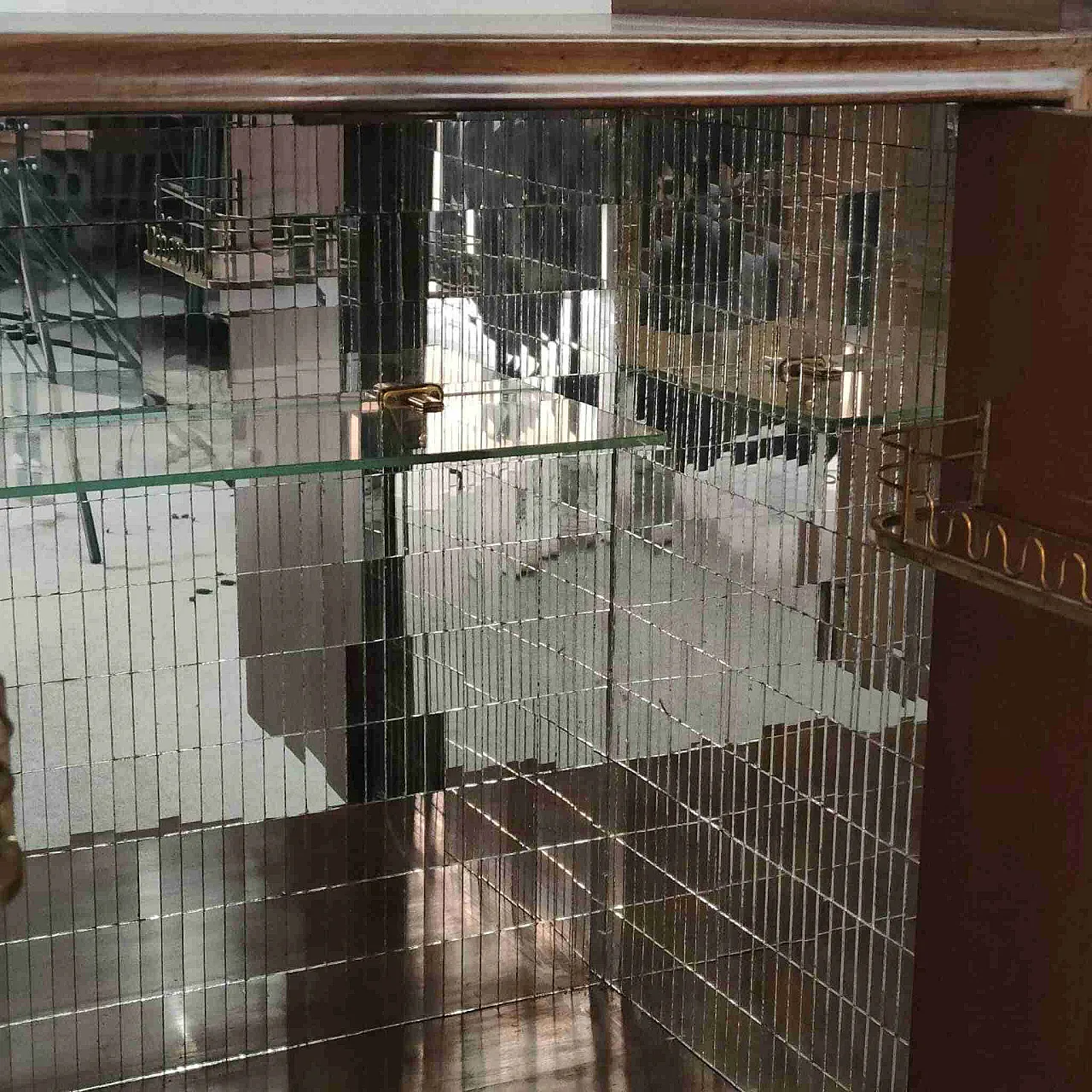 Italian bar cabinet in briarwood and art deco mirror, Gio Ponti style, 40s 7