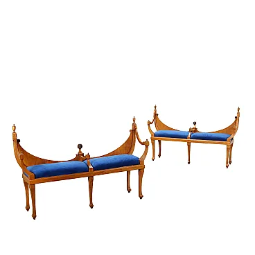 Coppia di Panchette in Stile Biedermeier in ciliegio, '900