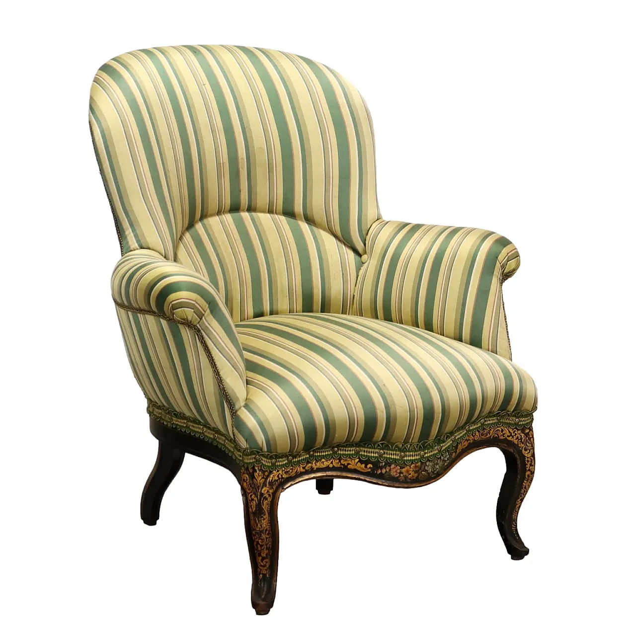 Poltrona in legno imbottita, fine '800 1