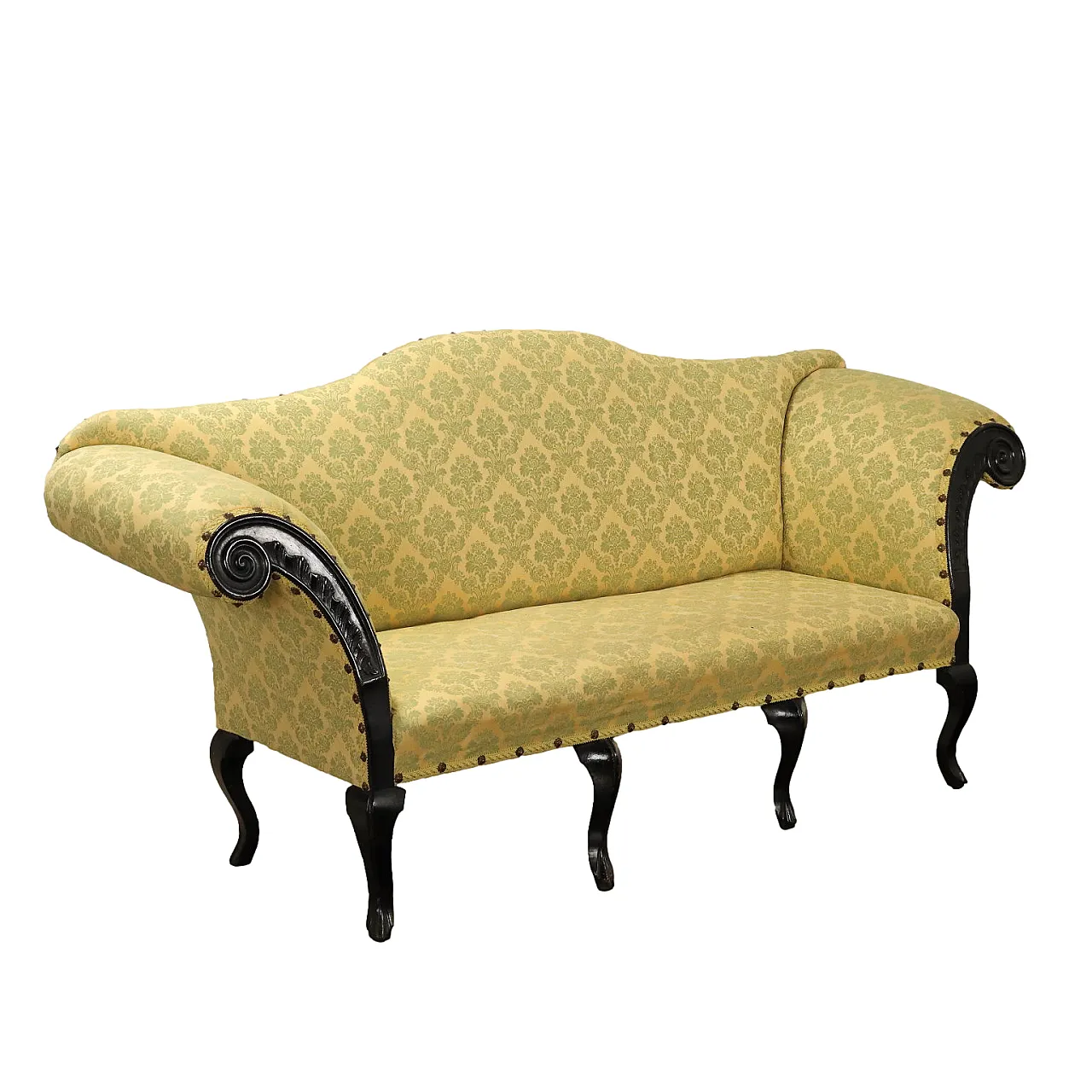 Divano in noce rivestito in tessuto, '700 1