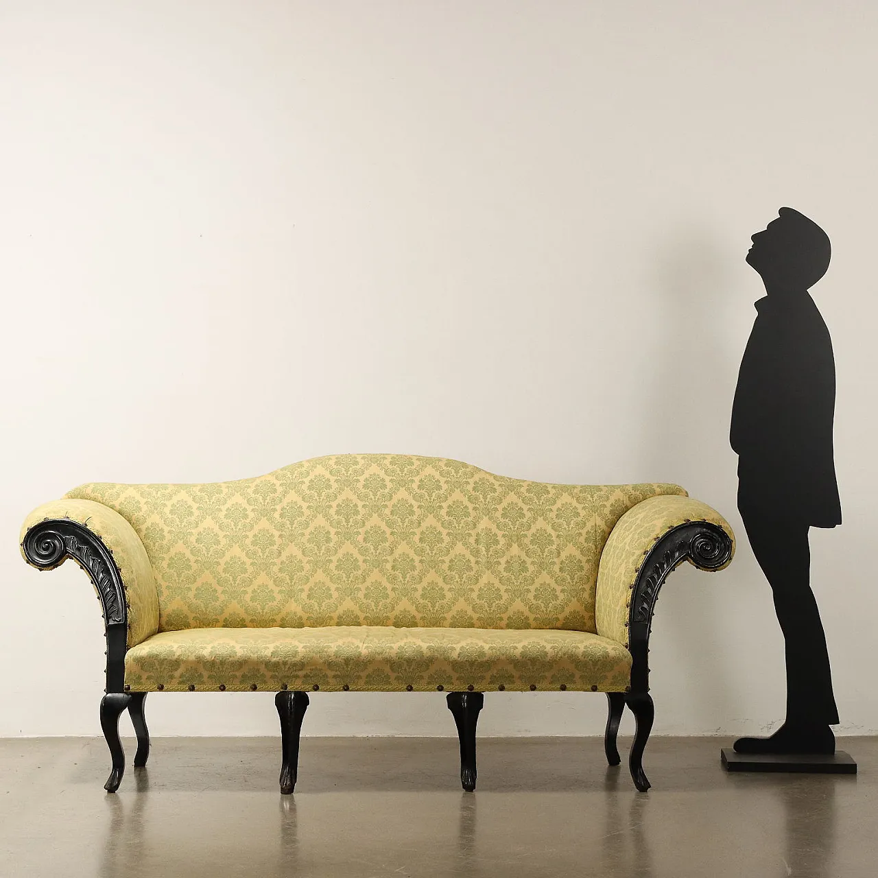 Divano in noce rivestito in tessuto, '700 3